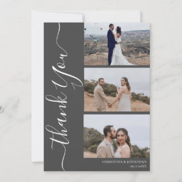 Eenvoudig Elegant Modern Script 6 foto's bruiloft Bedankkaart