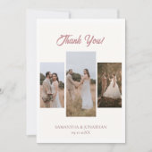 Eenvoudig Elegant Modern Script 6 foto's bruiloft Bedankkaart (Voorkant)
