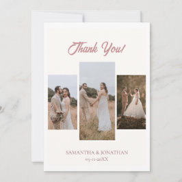 Eenvoudig Elegant Modern Script 6 foto's bruiloft Bedankkaart
