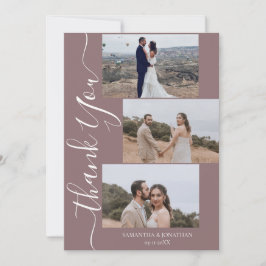 Eenvoudig Elegant Modern Script 6 foto's bruiloft  Bedankkaart