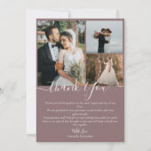 Eenvoudig Elegant Modern Script 6 foto's bruiloft Bedankkaart (Achterkant)