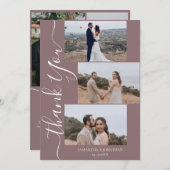 Eenvoudig Elegant Modern Script 6 foto's bruiloft Bedankkaart (Voorkant / Achterkant)
