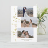 Eenvoudig Elegant Modern Script 6 foto's bruiloft  Bedankkaart (Staand voorkant)