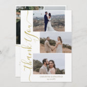 Eenvoudig Elegant Modern Script 6 foto's bruiloft  Bedankkaart (Voorkant / Achterkant)