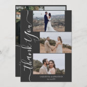 Eenvoudig Elegant Modern Script 6 foto's bruiloft Bedankkaart (Voorkant / Achterkant)