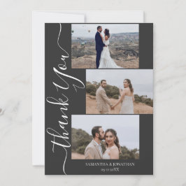Eenvoudig Elegant Modern Script 6 foto's bruiloft  Bedankkaart
