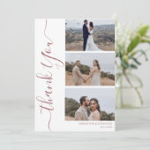 Eenvoudig Elegant Modern Script 6 foto's bruiloft Bedankkaart (Staand voorkant)