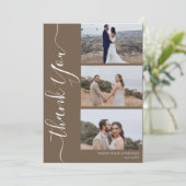 Eenvoudig Elegant Modern Script 6 foto's bruiloft Bedankkaart (Staand voorkant)