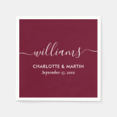 Eenvoudig Elegant Modern Script Burgundy Wedding Servet (Voorkant)