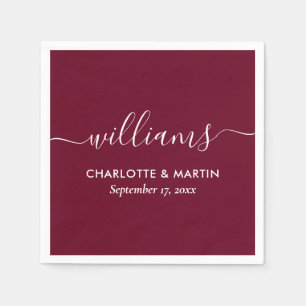 Eenvoudig Elegant Modern Script Burgundy Wedding Servet