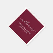 Eenvoudig Elegant Modern Script Burgundy Wedding Servet (Hoek)