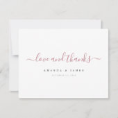 Eenvoudig Elegant Modern Script Custom Wedding Bedankkaart (Voorkant)