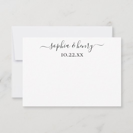 Eenvoudig Elegant Modern Script Floral Roos Weddin Bedankkaart (Achterkant)