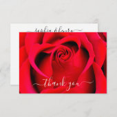 Eenvoudig Elegant Modern Script Floral Roos Weddin Bedankkaart (Voorkant / Achterkant)