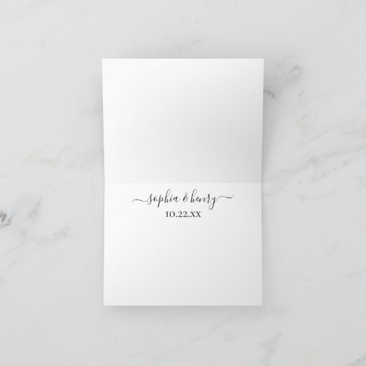 Eenvoudig Elegant Modern Script Floral Roos Weddin Bedankkaart (Binnen)