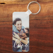 Eenvoudig Elegant Modern Script Foto Sleutelhanger (Achterkant)
