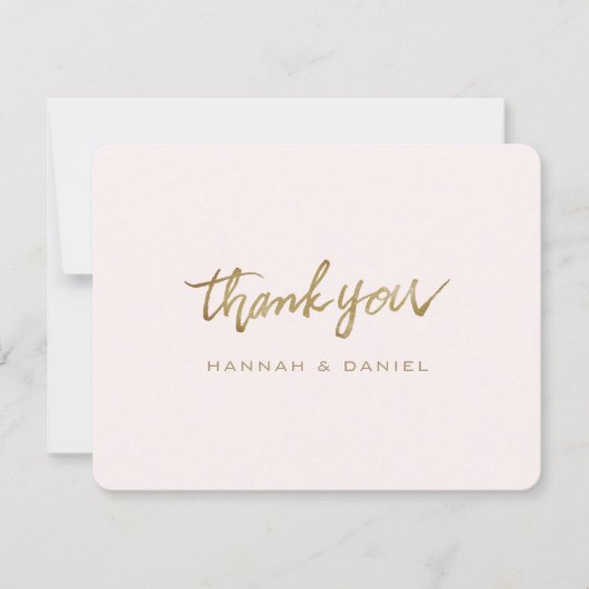 Eenvoudig Elegant modern script Gold en Roze Bedankkaart (Voorkant)