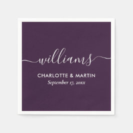 Eenvoudig Elegant Modern Script Paarse bruiloft Servet