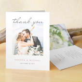 Eenvoudig Elegant Modern Script Photo Wedding Bedankkaart