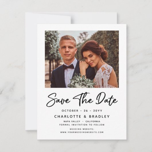 Eenvoudig Elegant Modern Script Photo Wedding Kaart (Voorkant)