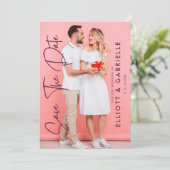 Eenvoudig Elegant Modern Script Photo Wedding Save The Date (Staand voorkant)