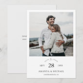 Eenvoudig Elegant Modern Script Photo Wedding Save The Date (Voorkant / Achterkant)