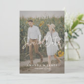 Eenvoudig Elegant Modern Script Photo Wedding Save The Date (Staand voorkant)