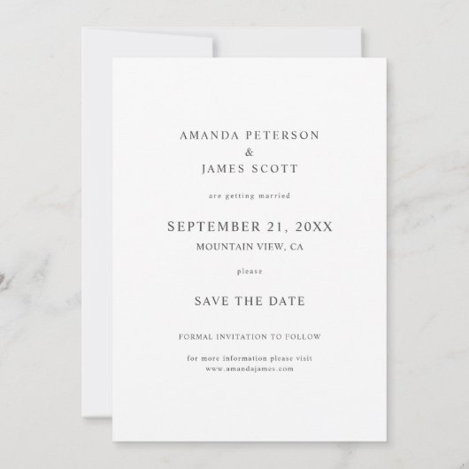 Eenvoudig Elegant Modern Script Photo Wedding Save The Date (Achterkant)