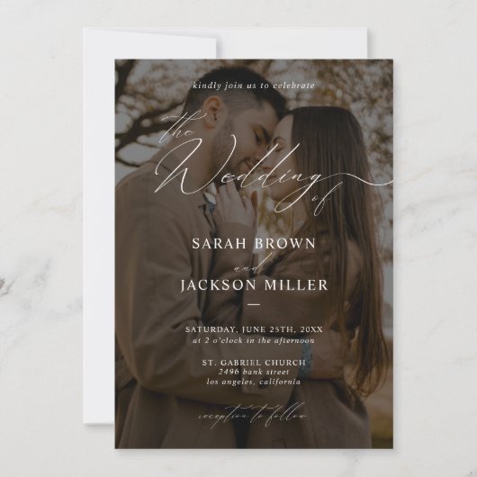 Eenvoudig Elegant Modern Script QR Code Fotobruilo Kaart (Voorkant)