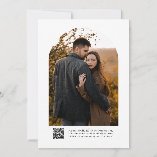 Eenvoudig Elegant Modern Script QR Code Fotobruilo Kaart (Achterkant)