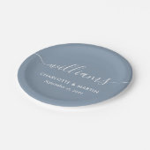 Eenvoudig Elegant modern script Stusty Blue Weddin Papieren Bordje (Gekanteld)