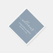 Eenvoudig Elegant modern script Stusty Blue Weddin Servet (Hoek)