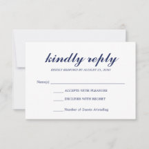 Eenvoudig Elegant Modern Script Trouw-RSVP Navy