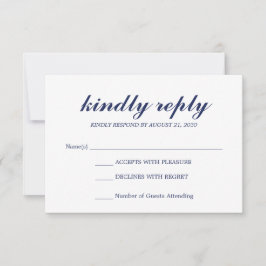 Eenvoudig Elegant Modern Script Trouw-RSVP Navy RSVP Kaartje