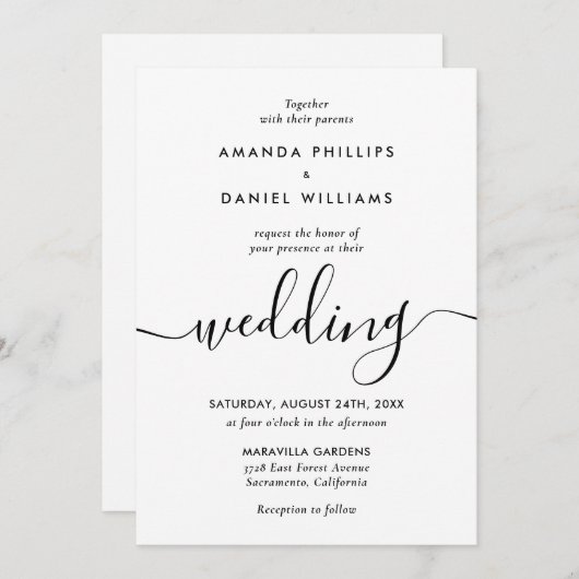 Eenvoudig Elegant Modern Script Weddenschap Kaart (Voorkant / Achterkant)