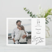 Eenvoudig Elegant Modern Script Weddenschap Save The Date (Staand voorkant)