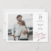 Eenvoudig Elegant Modern Script Weddenschap Save The Date (Voorkant)