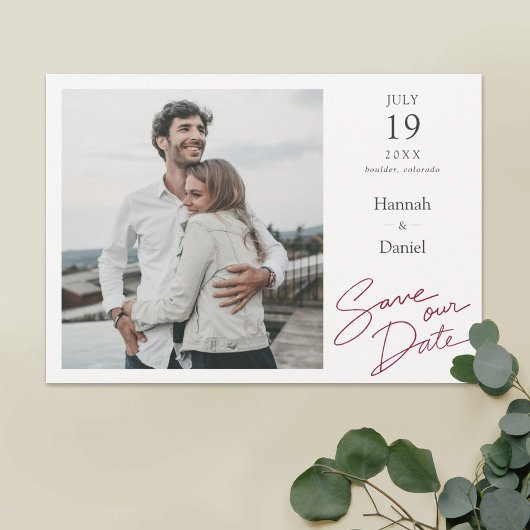 Eenvoudig Elegant Modern Script Weddenschap Save The Date