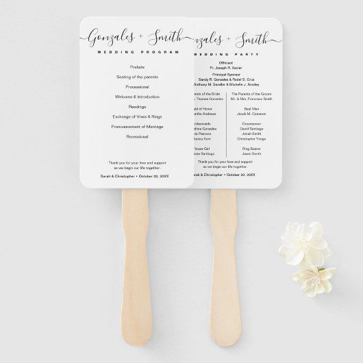 Eenvoudig Elegant Modern Script Wedding Program Handwaaier (Voorkant en achterkant)