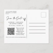 Eenvoudig Elegant Modern Sla de datum op QR Code F Briefkaart (Achterkant)