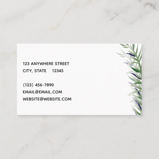 Eenvoudig elegant modern varenblad Visitekaartje (Achterkant)