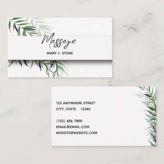 Eenvoudig elegant modern varenblad Visitekaartje (Voorkant / Achterkant)
