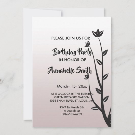 Eenvoudig Elegant Modern verlaat Verjaardag Kaart (Voorkant)