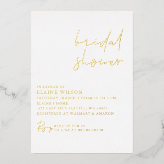 Eenvoudig elegant modern Vrijgezellenfeest Folie Uitnodiging (Voorkant)