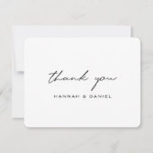 Eenvoudig elegant modern zwart Script withuwelijk Bedankkaart (Voorkant)