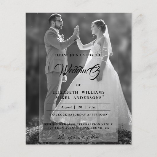 Eenvoudig Elegant Moderne Foto Front & Back Weddin Flyer (Voorkant)
