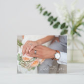 Eenvoudig Elegant Moderne Foto Weddenschap Bedankt Briefkaart (Staand voorkant)