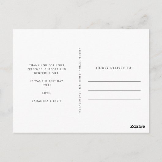 Eenvoudig Elegant Moderne Foto Weddenschap Bedankt Briefkaart (Achterkant)