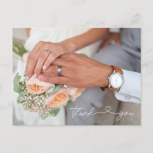 Eenvoudig Elegant Moderne Foto Weddenschap Bedankt Briefkaart (Voorkant)