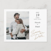 Eenvoudig Elegant Moderne Foto Wedding Save the Da Aankondigingskaart (Voorkant)